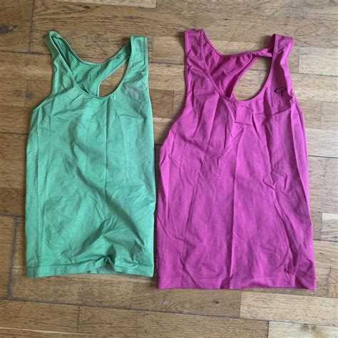 2 workout tops from Pierre Robert, green is size S... - Depop