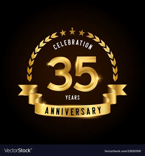 35 years anniversary celebration logotype golden Vector Image