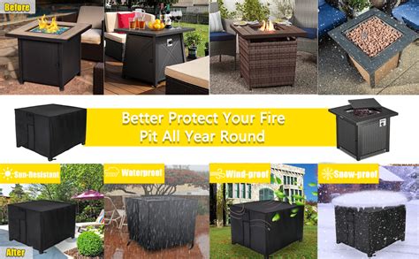 Amazon.com : POMER Fire Pit Cover, 30 Inch Square Firepit Covers for 28-30 Inch Gas Fire Table ...