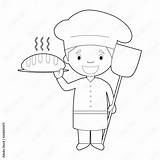 Easy coloring Cartoon Vector Illustration Of A baker Stock  sketch template