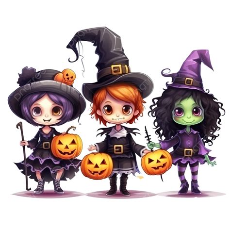 Cute Funny Children In Halloween Costumes Of Witches And Skeleton, Halloween Kids, Halloween ...