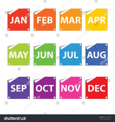 Colorful Month Stickers. Stock Photo 154973099 : Shutterstock