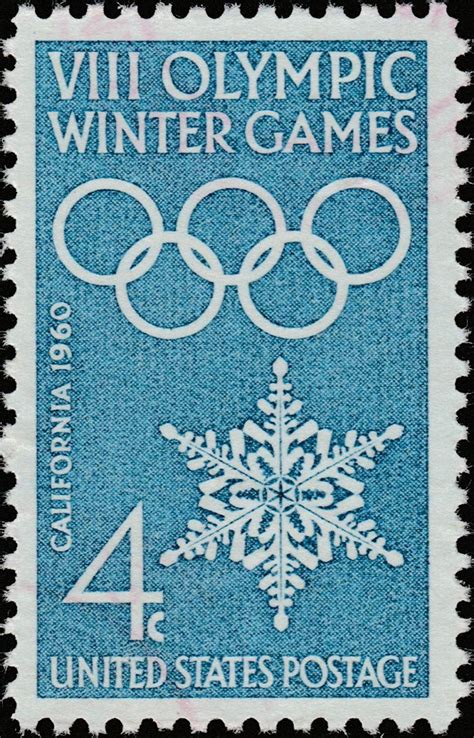 1960 1 X 4¢ 8th Winter Olympic Games | Vintage postage, Vintage postage stamps, Stamp