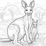 Premium AI Image  Kids coloring Pages A kangaroo With Baby In The pouch sketch template