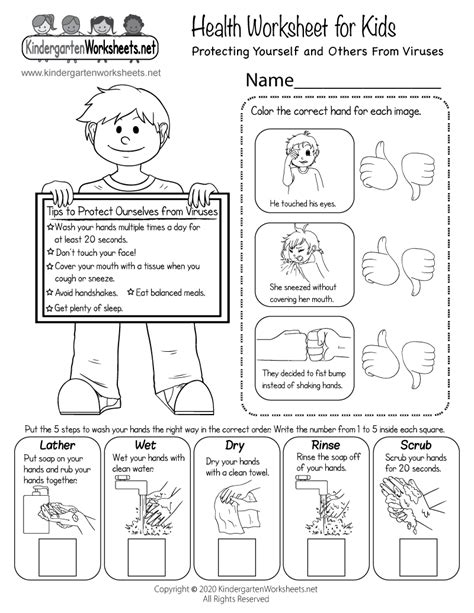 Free Health Worksheet for Kids - Protecting Yourself From Viruses ...