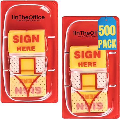 Amazon.com : 1InTheOffice Sign Here Tabs, 1" Yellow Sign Here Stickers ...