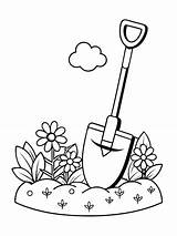 Small Garden And shovel coloring Book pages For Children Adults  sketch template