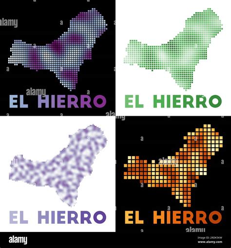 El Hierro map. Collection of map of El Hierro in dotted style. Borders ...