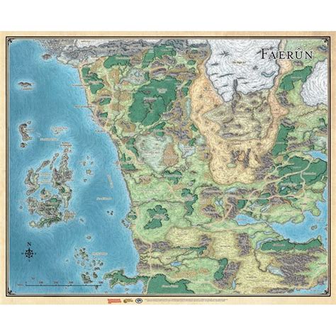 D&D - Sword Coast Adventures Guide - Map Of Faerun 30" x 42" (Vinyl)