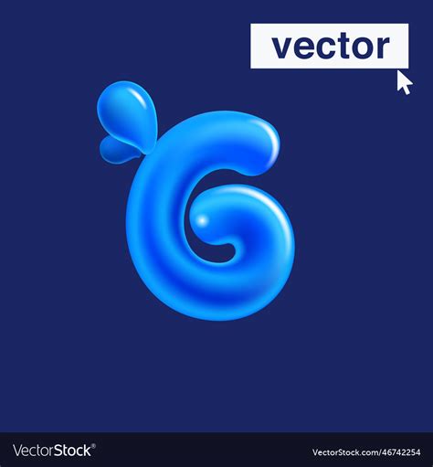 6 logo number six made of blue clear water and Vector Image