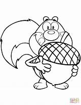Cartoon Squirrel Holding A Big Acorn coloring Page  Free Printable sketch template