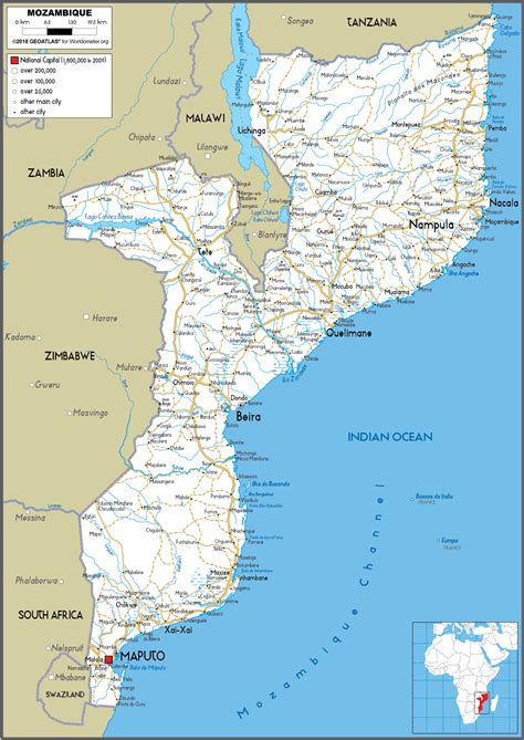 Mozambique Map (Road) - Worldometer