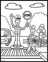 Coloring Book Illustration Of Crossing Guard And Kids High Res Vector  sketch template
