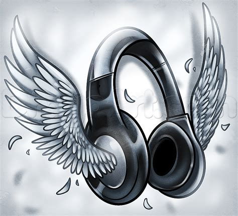 How to Draw Winged Headphones, Step by Step, Music, Pop Culture, FREE Online Drawing Tutorial ...