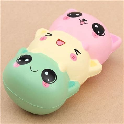 cute green light yellow pink cat dango squishy kawaii - modeS4u