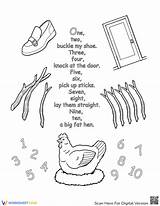 Nursery Rhyme Coloring One Two Buckle My Shoe Worksheet sketch template