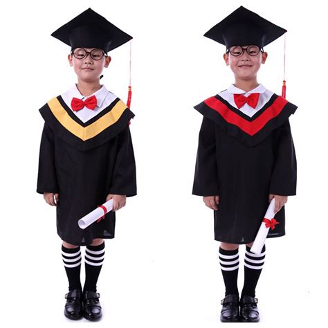 Kids Primary School Graduation Gown With Hat Performance Clothing Academic Dress Gown ...