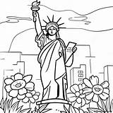 Statue Of Liberty Surrounded By Flowers Coloring Page  Pagescom sketch template