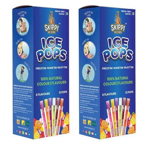 Skippi Icepops 100% Natural Freezer Pops, Juice Bars, Ice Pops ALL FLAVORS (12+12 Pops Boxes ...