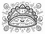 Mexican Fiesta Taco Coloring For Adults  Page sketch template