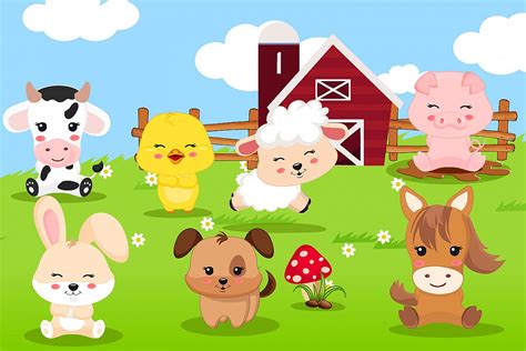 Farm animal clipart, Farm animal graphics (28215) | Illustrations ...