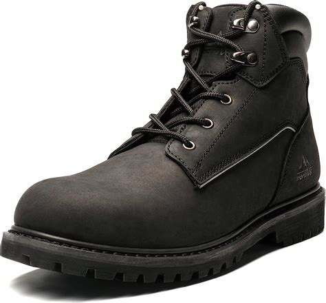 NORTIV 8 Mens Safety Boots Leather Soft Toe Work Boots Slip Resistant ...