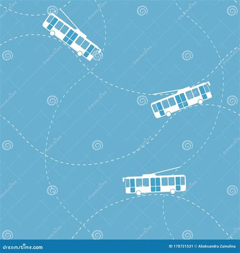 Seamless Pattern with Trolleybus Stock Vector - Illustration of auto ...