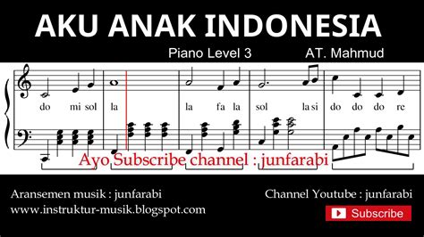 notasi balok aku anak indonesia - tutorial piano tingkat 3 - not lagu ...