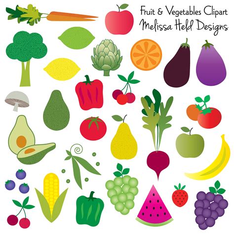 Fruits and Vegetables Digital Clipart - Etsy