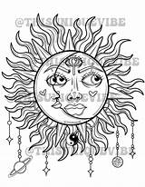 Sun And Moon Goddess Coloring Page Printable Adult  sketch template