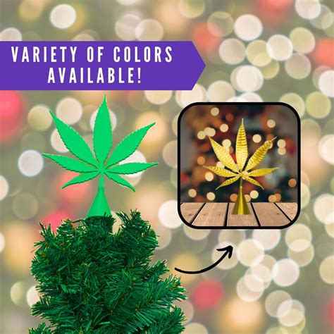 Marijuana Leaf Christmas Tree Topper Cannabis Themed 420 Xmas Star Mary Jane X-mas Themed ...