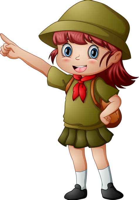 Scout girl standing with pointing 5092224 Vector Art at Vecteezy