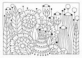 Horizontal coloring Page With Flowers Vector Background For  sketch template