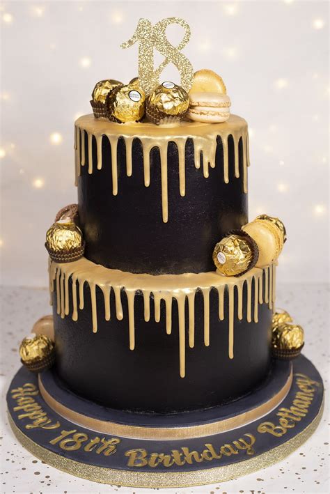 Black & gold drip cake - Cakey Goodness | Golden birthday cakes, Chocolate drip cake, Birthday ...