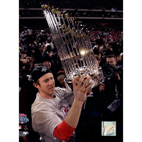 Chase Utley with 2008 WS Trophy 8x10 Photo | Phillies world series, Phillies, 2008 world series