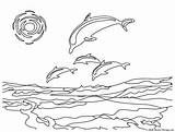 Dolphins Diving Into The Sea  Dolphin Coloring Pages For Kids sketch template