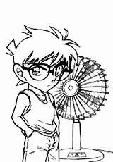 Detective Conan With A Fan Coloring Page  Home sketch template