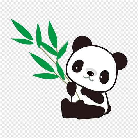 Panda holding bamboo leaf, Giant panda Bamboo Drawing, panda, mammal, carnivoran, vertebrate png ...