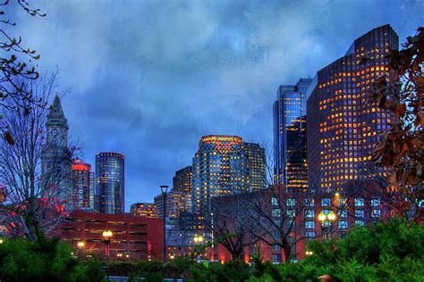 Downtown Boston Skyline at Night Photograph by Joann Vitali - Pixels