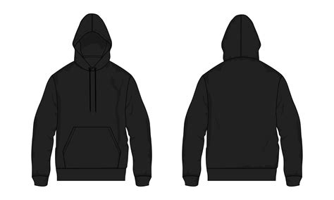 Long sleeve hoodie Technical Fashion flat sketch vector illustration ...