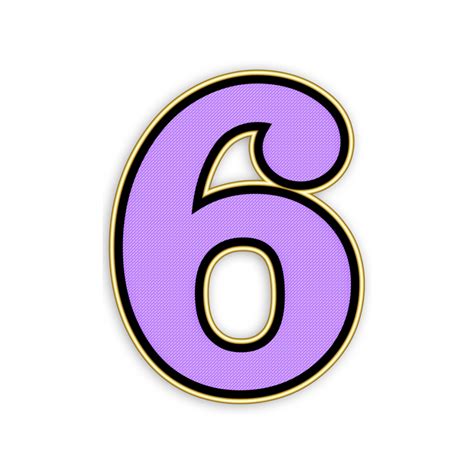 the number six is purple and gold