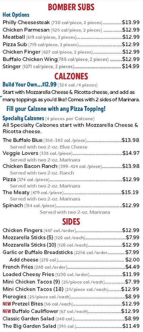 Mark's Pizzeria Menu, Canandaigua, NY