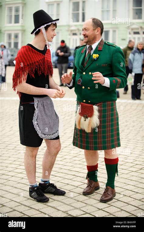 A man wearing traditional welsh kilt at Welsh Lady charity sponsored Stock Photo, Royalty Free ...