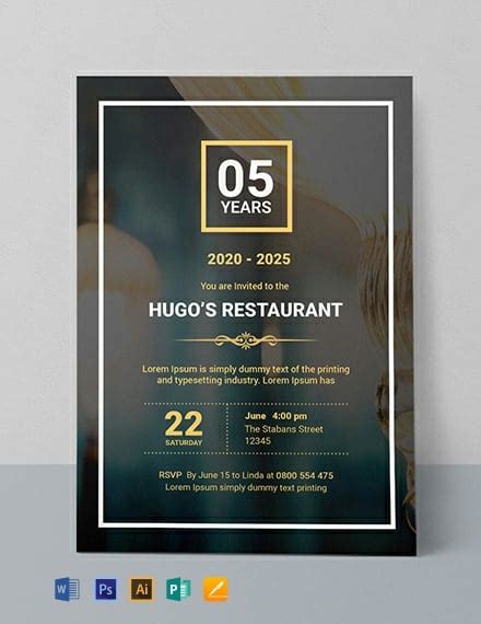 Restaurant Opening Invitation Template - Illustrator, Word, Apple Pages ...