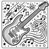 Easy coloring Page Of An electric guitar Download Or Print For Free sketch template