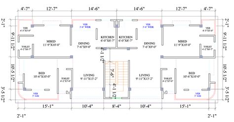 1900 Sq ft first floor plan with measurement Residential Building Plan ...