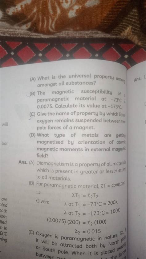 (A) Diamagnetism is a property of all materials which is present in great..