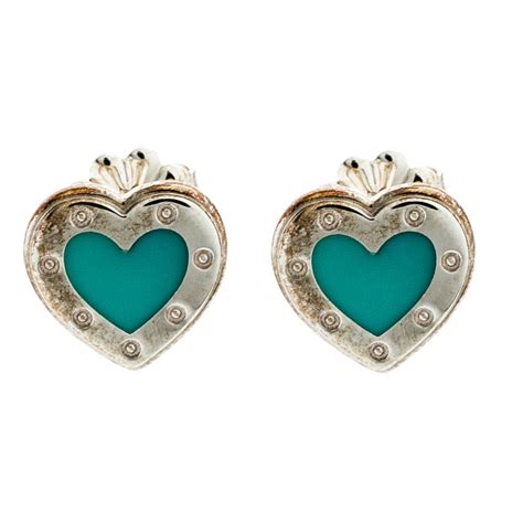 Tiffany & Co. Love Heart Blue Enamel Silver Stud Earrings Tiffany & Co. | The Luxury Closet