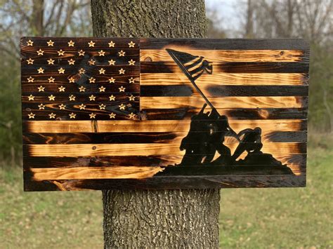 Iwo Jima rustic wooden flag sign | Diy wood projects, Wooden flag, Wood burning crafts