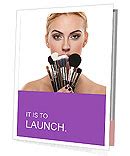 Stunning Woman Posing With Makeup Brushes In Portrait Photography Presentation Folder & Design ...